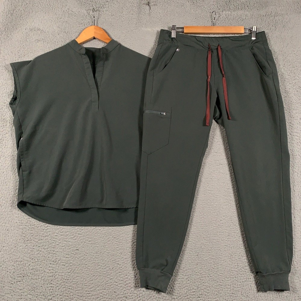 FIGS Scrub Set Women's S/M Rafaela Oversized Top & Zamora Jogger Pants Olive